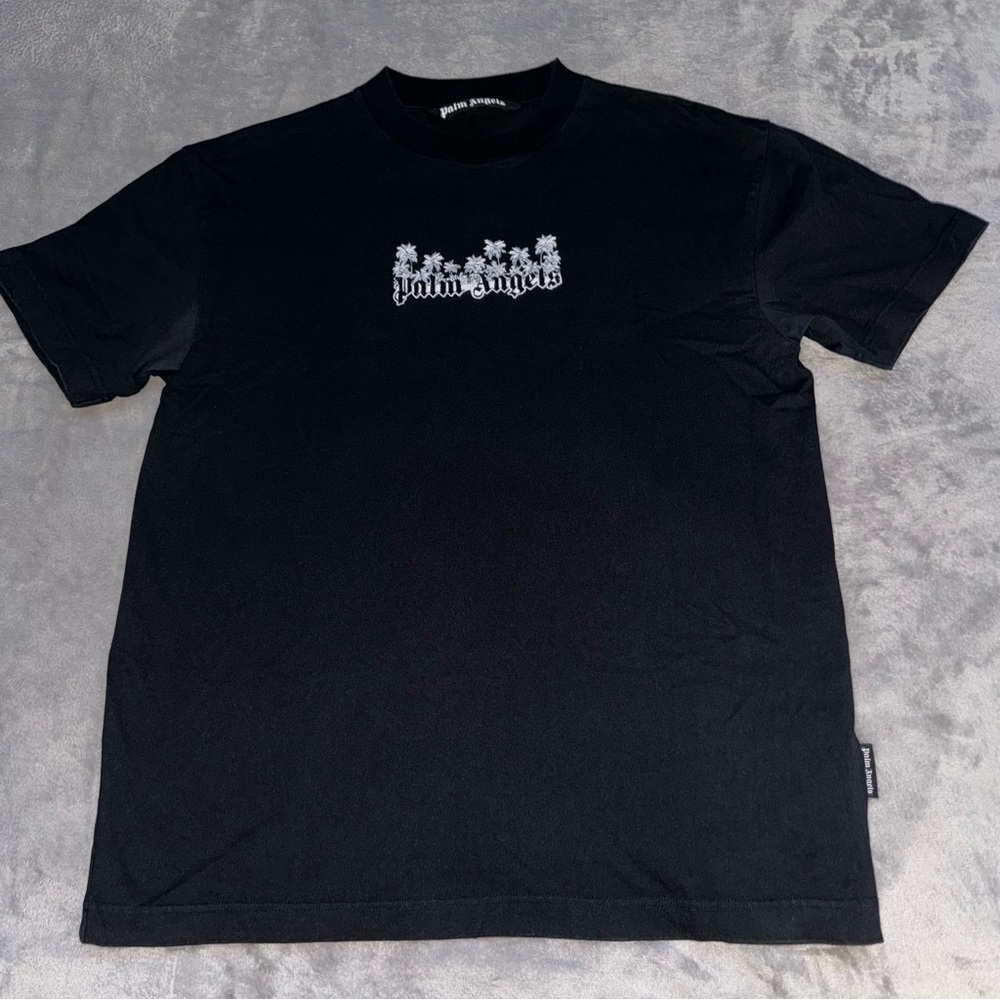 PALM ANGLES BLACK COTTON MEN’S T-SHIRT/ SHORT SLEEVE/ SHIRT/ WITH A WHITE LOGO